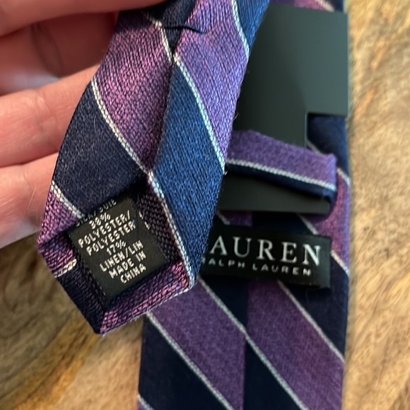 RALPH LAUREN Mens SLIM tie Graphic Stripe Print Purple & Blue Career fun $89 NEW - Picture 7 of 16